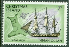 Christmas Island 1972      Sailboat  ASIA 1805   East India Company      MNH