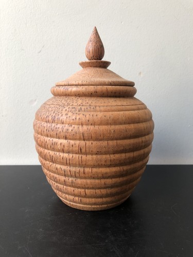 Ancien boîte bois tourné - boîte,