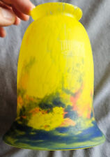 MULATY : Tulipe art déco années 30 en pâte de verre jaune orangé et bleu