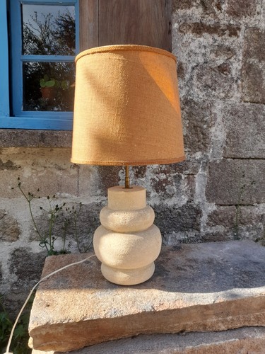 Lampe pierre sculptée années - lampe,