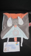 doudou plat éléphant Bubbles gris bleu orange  NATTOU