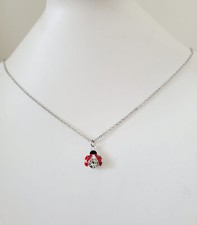 Collier coccinelle chaine acier inoxydable argent enfant fille longueur 45 cm