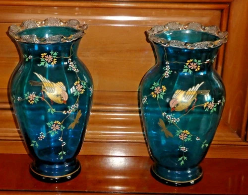 Paire vases émaillés - paire,