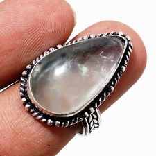 Bague pierre précieuse aigue-marine fait main design ancien bijoux femme 7,50...