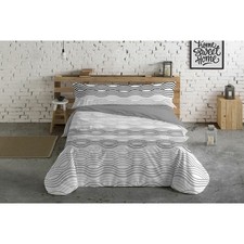 Ensemble De Housse De Lit Hosteline Mojacar Gris Pour Matelas Double 3 Pièces