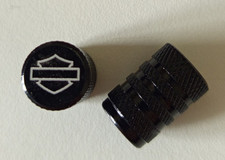 Lot 2 Bouchons de Valves pour Harley Davidson Neuf Noir Alu Luxe ?? N1