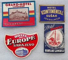 LOT 4 ETIQUETTES ANCIENNES HOTEL PALACE pour bagages valises malles