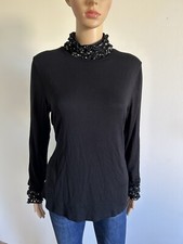 Pull fin noir à manches longues Jacqueline Riu taille L TBE