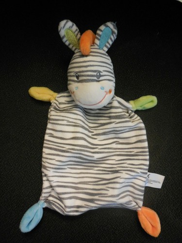 Doudou plat zèbre noir blanc - doudou,