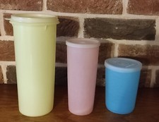 TUPPERWARE VINTAGE lot de 3  hautes boites frigo hermetiques pastel
