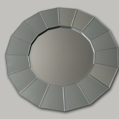 Round mirror tiled wall - wall,