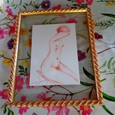 TABLEAU SANGUINE FEMME NUE SIGNÉ NICOLE FERNÁNDEZ TRES BON ÉTAT