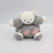 Doudou Ours gris rose oiseaux