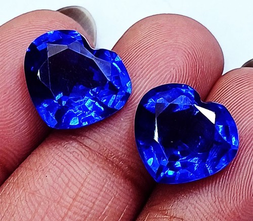 Paire gemmes saphir bleu - de, en