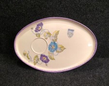 Plat Ovale Faience Longwy Grand Feu Décor Floral 