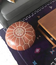 Tabouret moderne décoration intérieure marocaine - pouf en cuir artisanal - t...