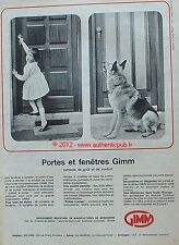 PUBLICITE GIMM PORTE FENETRE EN BOIS MENUISERIE CHIEN BERGER ALLEMAND DE 1964 AD