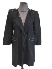 Très Beau Manteau Coton Noir Maje 38 Tbe Authentique 