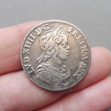 Louis XIV - 1/4 d'Ecu à la Mèche courte - 1644 A Paris  (Point à 12 h au revers)