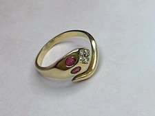Bague Serpent Or 18 Carats Rubis Diamants