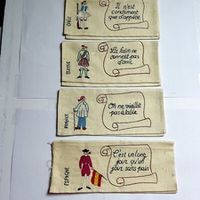 Lot 4 enveloppes, étui, porte serviettes de table coton à broder vintage