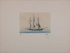 Bernard LOUEDIN : Voilier à trois mats, Gravure originale signée