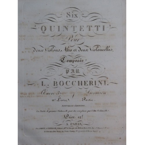 Boccherini luigi six quintetti - boccherini,