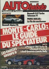 AUTO HEBDO n°455 205 TURBO 16 AUDI QUATTRO LANCIA RALLY R5 TURBO2 ALPINE V6