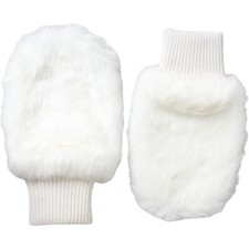 Dolce & Gabbana Gants Blanc Acrylique Tricoté Fourrure Poignet Moufles Un Taille