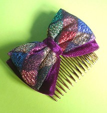 272 / ALEXANDRE / PEIGNE A CHEVEUX  TISSU LAME ET VELOURS VIOLET