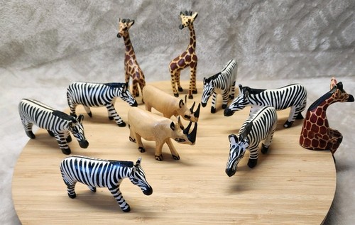 Lot animaux bois sculpté - lot,