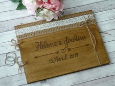 Livre d'Or En Bois Rustique. Album D'Invitee De Mariage, Personnalisé, Gravé.