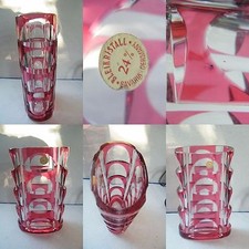 vase en cristal de bavière nachtmann bleikristall 24% bavaria vintage redpinkisk