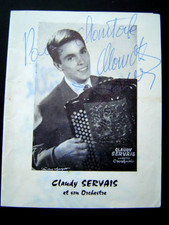 DEPLIANT MUSIQUE ancien 1960 : dédicace CLAUDY SERVAIS / ACCORDEON CAVAGNOLO