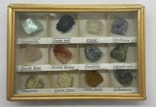 Rare ancien petit coffret a minéraux, cabinet de curiosité