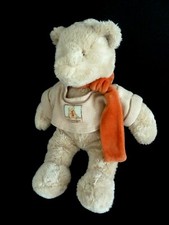 i5. DOUDOU PELUCHE MOULIN ROTY LINVOSGES OURS BEIGE PULL RAYE ECHARPE 32c TTBE