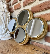 Original 4 miroirs ronds montés sur un Support ancien en stuc et bois doré