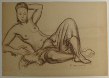 Raoul Sabourdin - Etude  Femme - Pastel Craie sur Papier 1930 - 