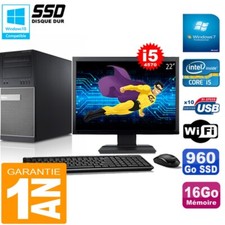 PC Tour DELL 9020 Core I5-4570 Ram 16Go Disque 960 Go SSD Wifi W7 Ecran 22"