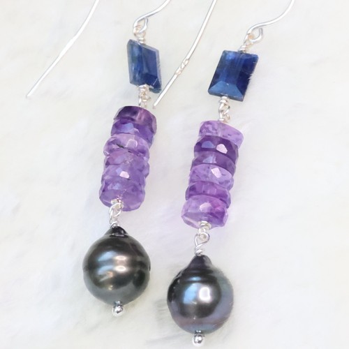 Boucles oreilles perle - d'oreilles, noire
