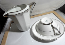 petit ensemble thé Art Déco porcelaine Limoges-1 tasse et 1 soucoupe/1 pot- TBE