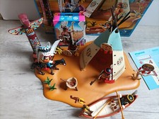 Playmobil 4012 campement indien tipi 3 perso avec boite + chaman 4749 avec boite
