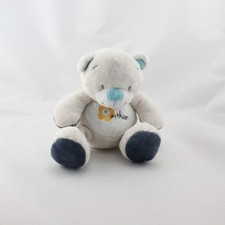 Doudou ours blanc gris bleu