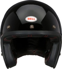 Casque Jet Moto Bell Custom 500 Vintage Mono Couleur Noir Brillant - GLOSS BLACK