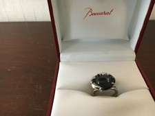 Bague trèfle gris en cristal de Baccarat (taille 52)