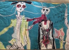 ?Christian Lacroix?Grande Écharpe/ Foulard/Paréo Carré Turquoise? Signé