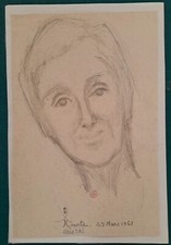 TOURTE Suzanne. Portrait Marie Noel. 1961-DESSIN