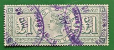 Timbre Grande-Bretagne n°105 oblitéré 1£ vert