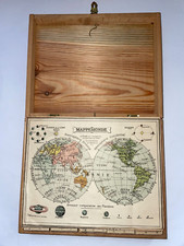 ANTIQUE GAME CUBE WITH 6 MAPS 19TH CENTURY COMPLET
