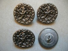 Lot de 4 anciens boutons Neptune Poséïdon avec Trident de 2,4 cm 
